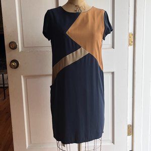 Jennifer Glasgow Short sleeve Eco Geometric Color Block Dress